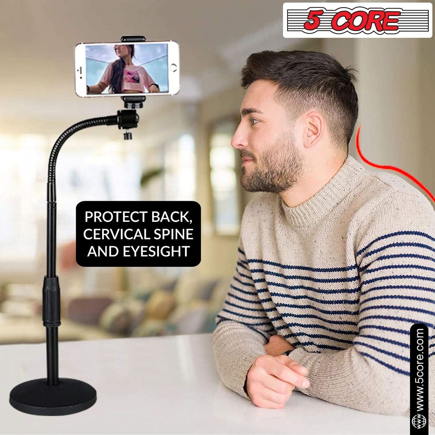 5Core Adjustable Scissor Boom Arm Stand for Desk - Compatible with Tablets and Cell Phones