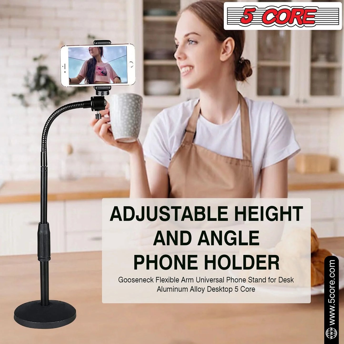 5Core Adjustable Scissor Boom Arm Stand for Desk - Compatible with Tablets and Cell Phones