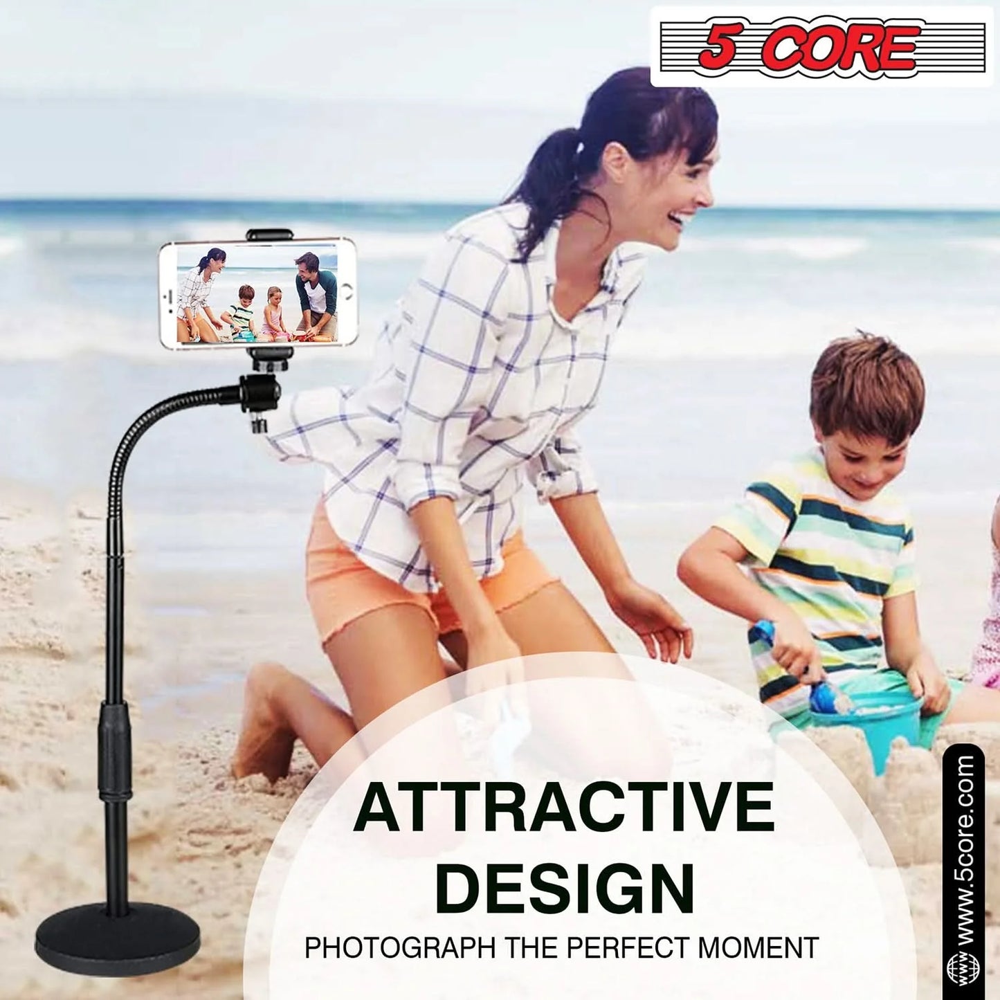 5Core Adjustable Scissor Boom Arm Stand for Desk - Compatible with Tablets and Cell Phones